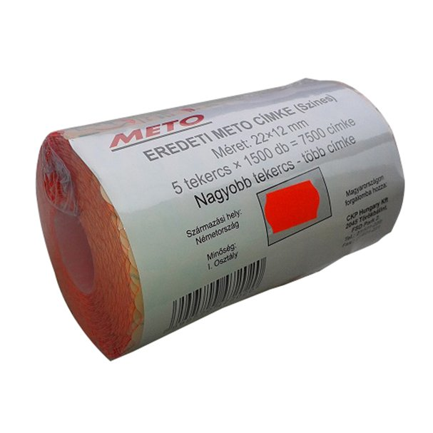 Meto Árazógépszalag 22x12 mm - Piros (5 tekercs ) (22PIROS)
