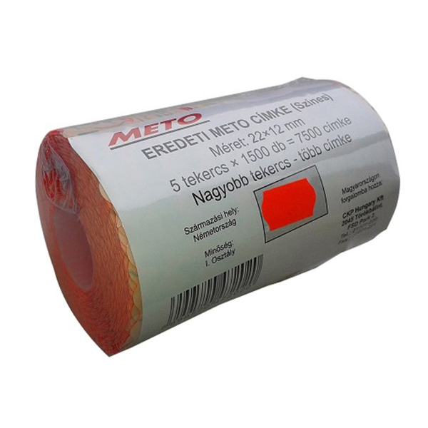 Meto Árazógépszalag 22x12 mm - Piros (5 tekercs )
