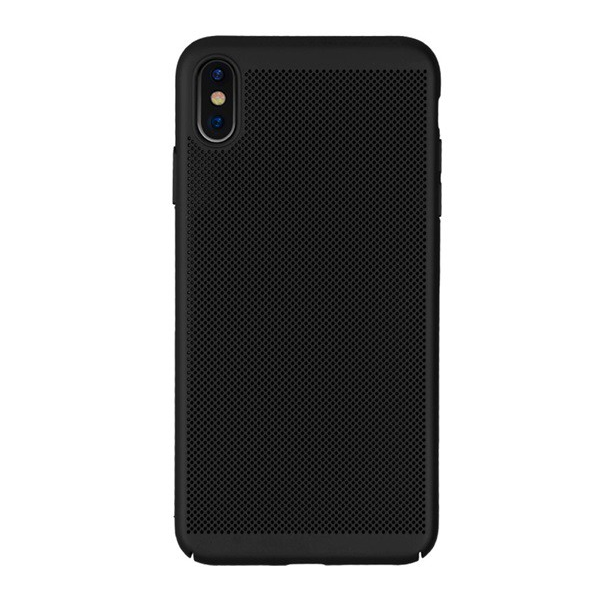 Műanyag telefonvédő (gumírozott, lyukacsos minta) FEKETE [Apple iPhone XS Max 6.5] (5996457811090)
