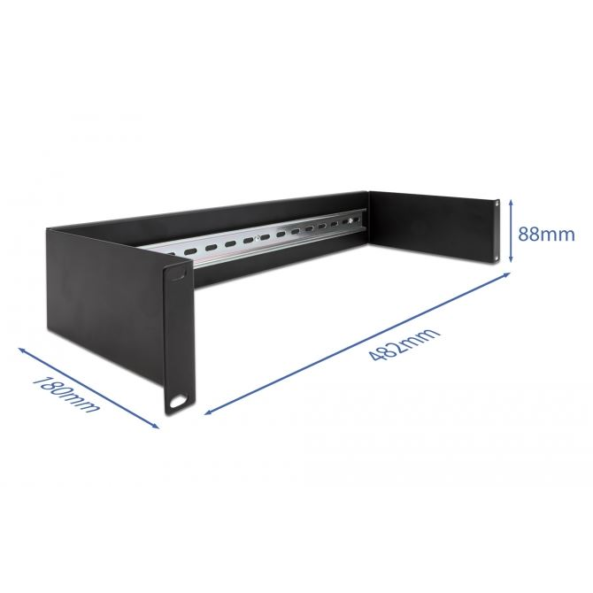 Delock 19” DIN sin panel 2U fekete (66884) (d66884)
