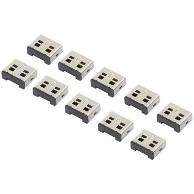 USB port blokkoló dugó, vakdugó, 10db-os készlet, ezüst, Renkforce RF-4463019