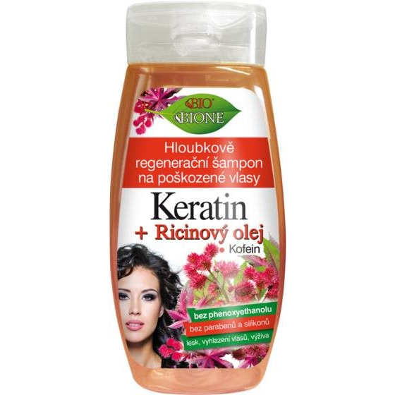 BIONE COSMETICS Bio Keratin + Ricinusolaj Regeneráló sampon 260 ml