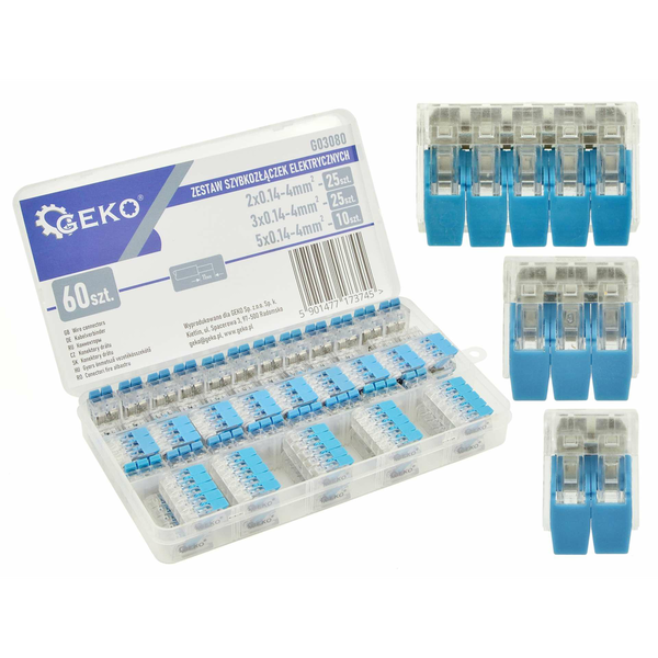 ZESTAW SZYBKOZŁĄCZEK ELEKTRYCZNYCH 60el. 0,2-4mm/GEKO....