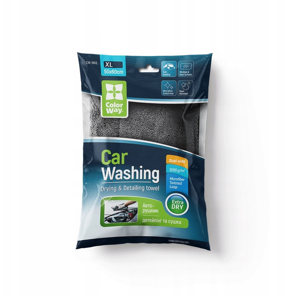 COLORWAY Autós törlőkendő, CW-5612 Microfiber car universal Extra Dry 1200gsm - gray