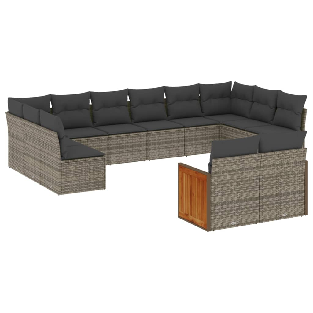 11 részes szürke polyrattan kerti ülőgarnitúra párnákkal (3228125)