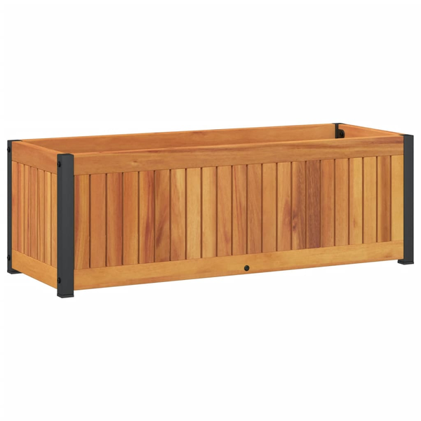 Jardinieră de grădină, 80x30x27,5 cm, lemn masiv acacia/oțel