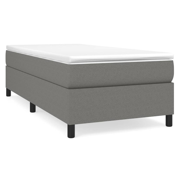 Pat box spring cu saltea, gri închis, 90x190 cm, textil