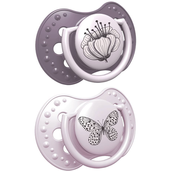Set 2 suzete dinamice din silicon 6-18 luni Lovi Botanic 22/871, Roz