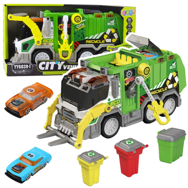 Lean Toys Teherautó Szemeteskocsi Kommunális Járművek Fényei Hangok