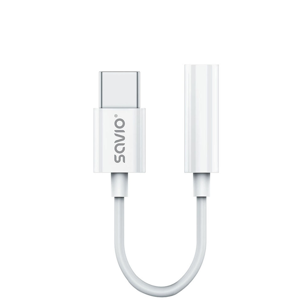 Adapter USB Savio USB-C - Jack 3.5mm Biały  (SAVAK-51)