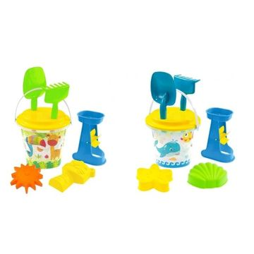 Mochtoys Homokozókészlet mini vízimalommal, 7 részes - Sárga szitával (11195) (11195)