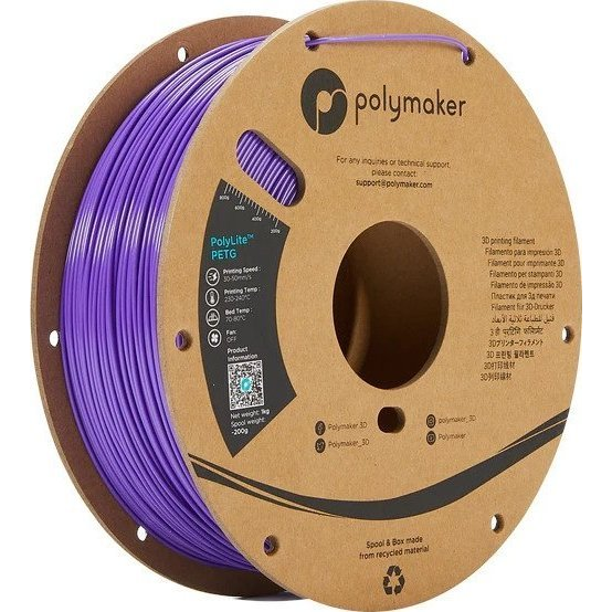 Polymaker PB01008 PolyLite 3D nyomtatószál PETG hőálló, nagy szakítószilárdság 1.75 mm 1000 g Lila 1 db
