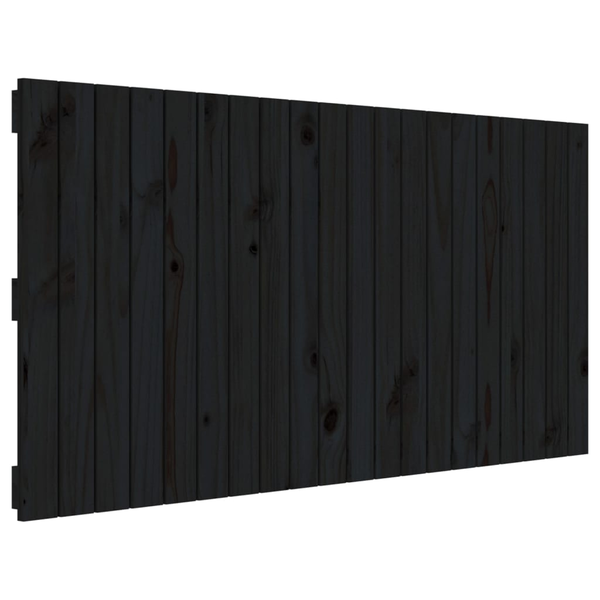 fekete tömör fenyőfa fali fejtámla 127,5 x 3 x 60 cm