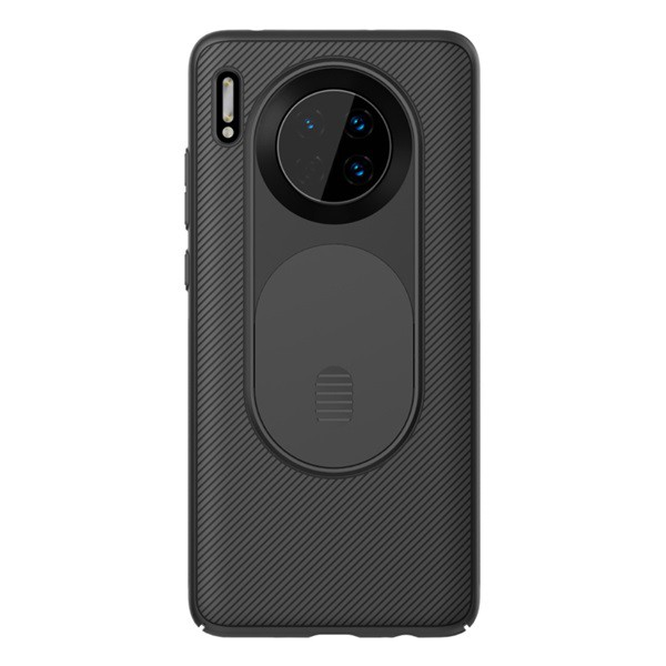 NILLKIN CAMSHIELD műanyag telefonvédő (szilikon keret, közepesen ütésálló, kamera védelem, csíkos) FEKETE [Huawei Mate 30] (5996457917983)