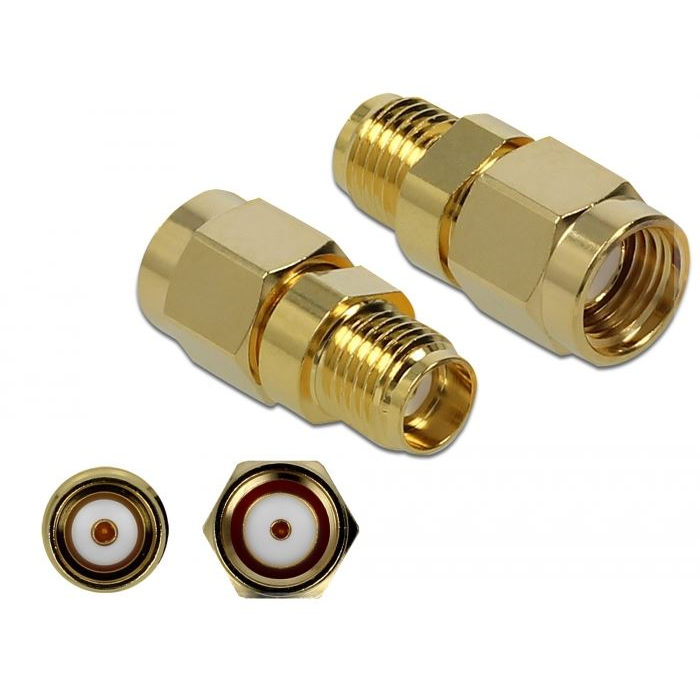 Delock Adapter RP-SMA-dugó apa SMA csatlakozóhüvely 10 GHz (89976) (d89976)