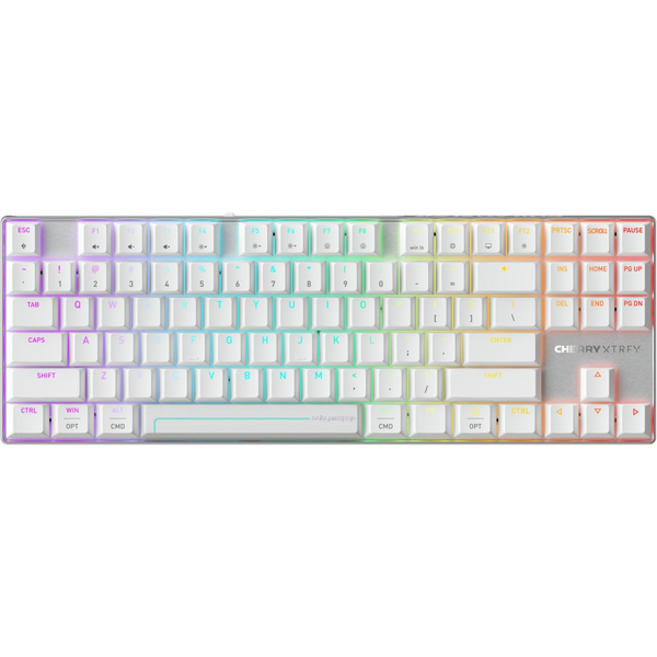 CHERRY MX 8.2 Pro TMR Wireless tastatur Spil USB + RF Wireless + Bluetooth QWERTY US International Sølv, Hvid