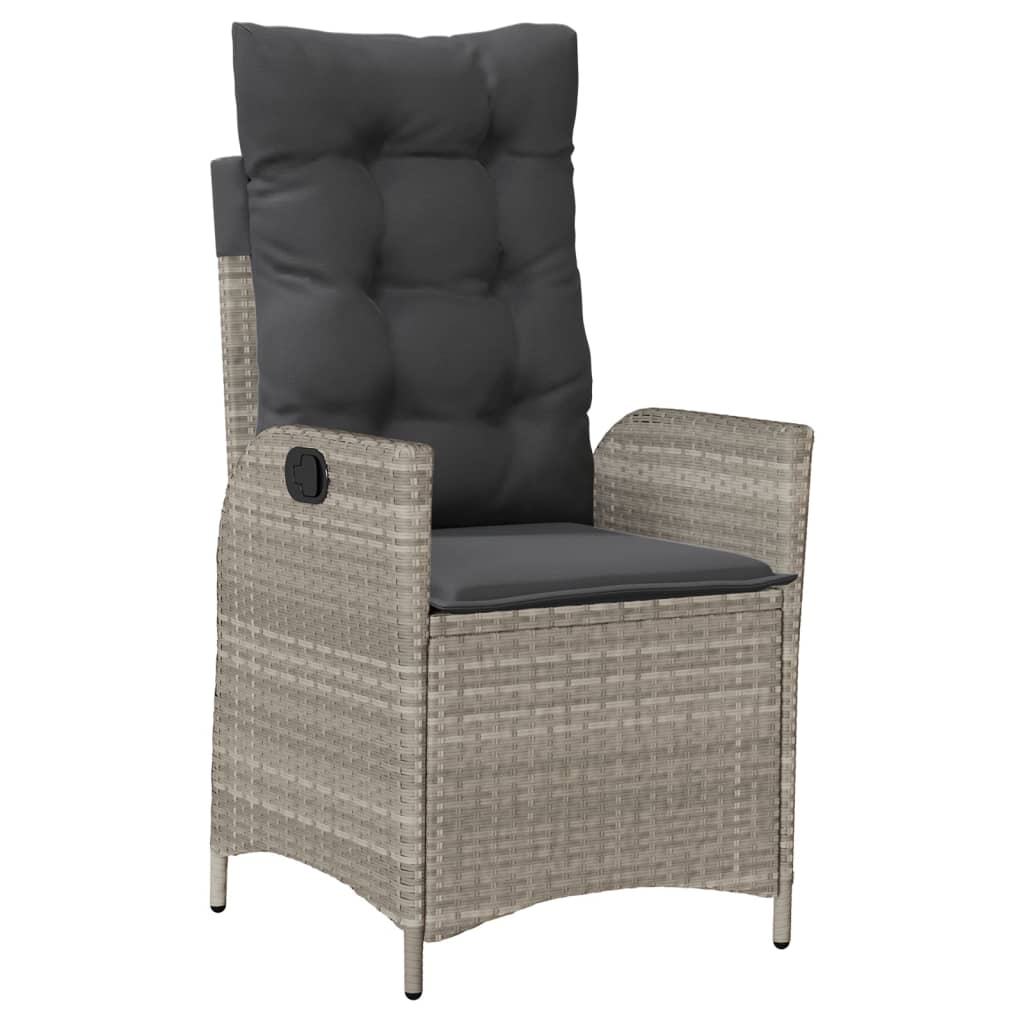 világosszürke polyrattan dönthető kerti szék párnával (365262)