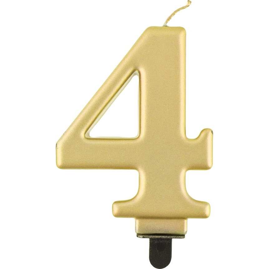 Arany 4-es Metallic Számgyertya, Tortagyertya (GODA2076)