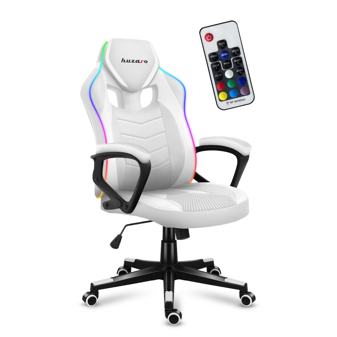 Fotel Force 2.5 RGB LED Gamer szék távirányítóval - Fehér (HZ-FORCE 2.5 RGB WHITE MESH)