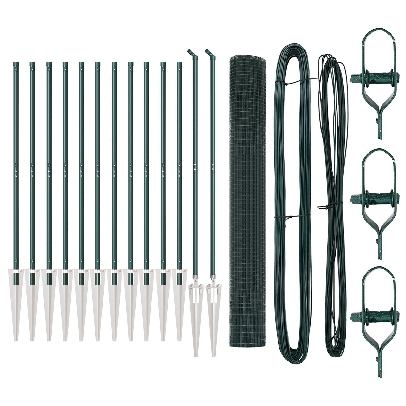 Hegesztett Hálós Kerítés 13 Cölöp Rögzítővel Zöld 1x25 m Acél (3352081)