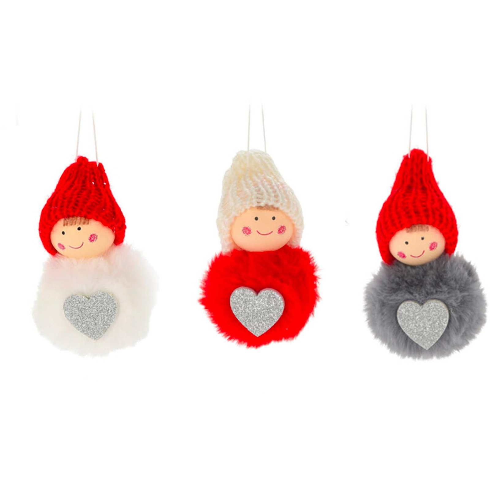 LAALU Karácsonyi dísz - kislány, szíveskés, 9 cm, 2 db (LAU-2058)