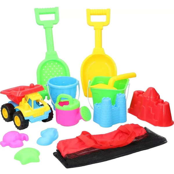 Homokozó autó lapátokkal, EDDY TOYS készlet, 13 darabos