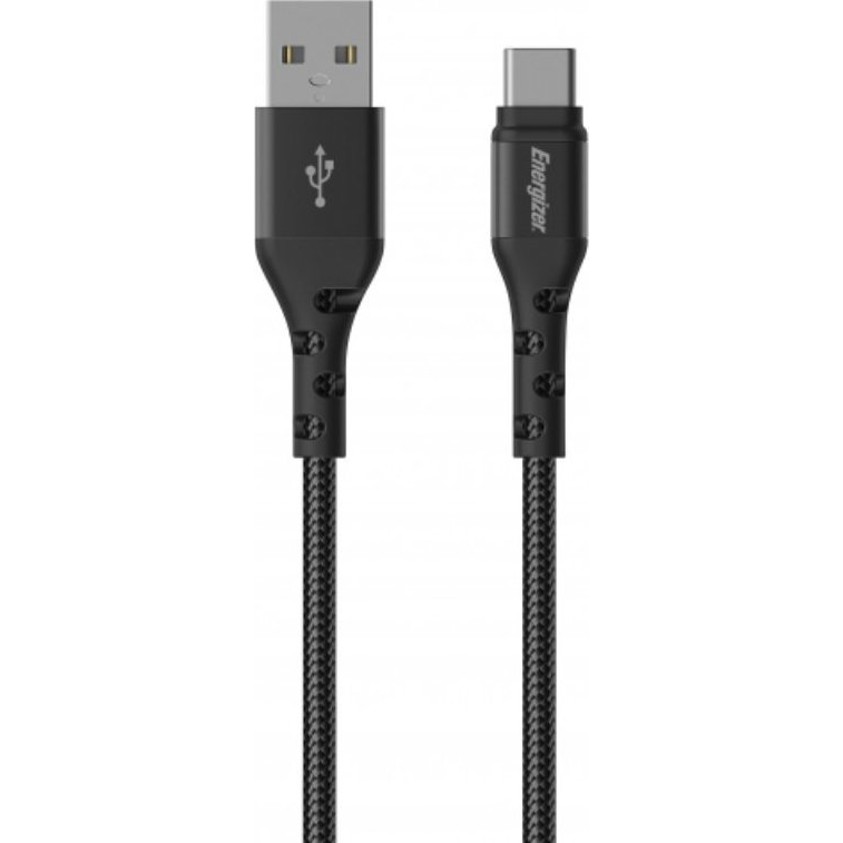 Energizer töltőkábel USB-C 2M fekete textil borítás (C520CKBK)