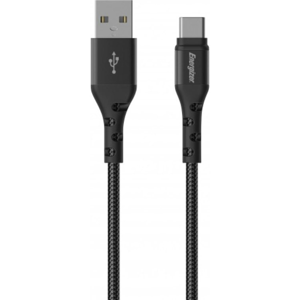 Energizer töltőkábel USB-C 2M fekete textil borítás