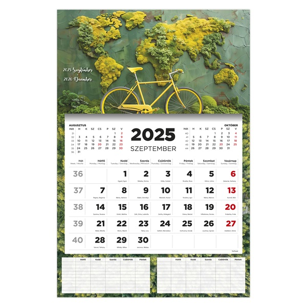 Kalendart 2025/2026 Bicikli 16 havi diák falinaptár