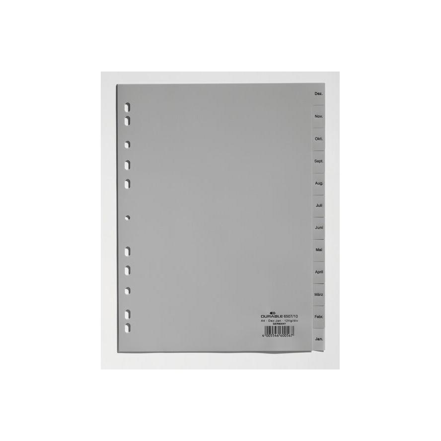 DURABLE Monatsregister Dez-Jan 12-teilig grau (650710) (650710)