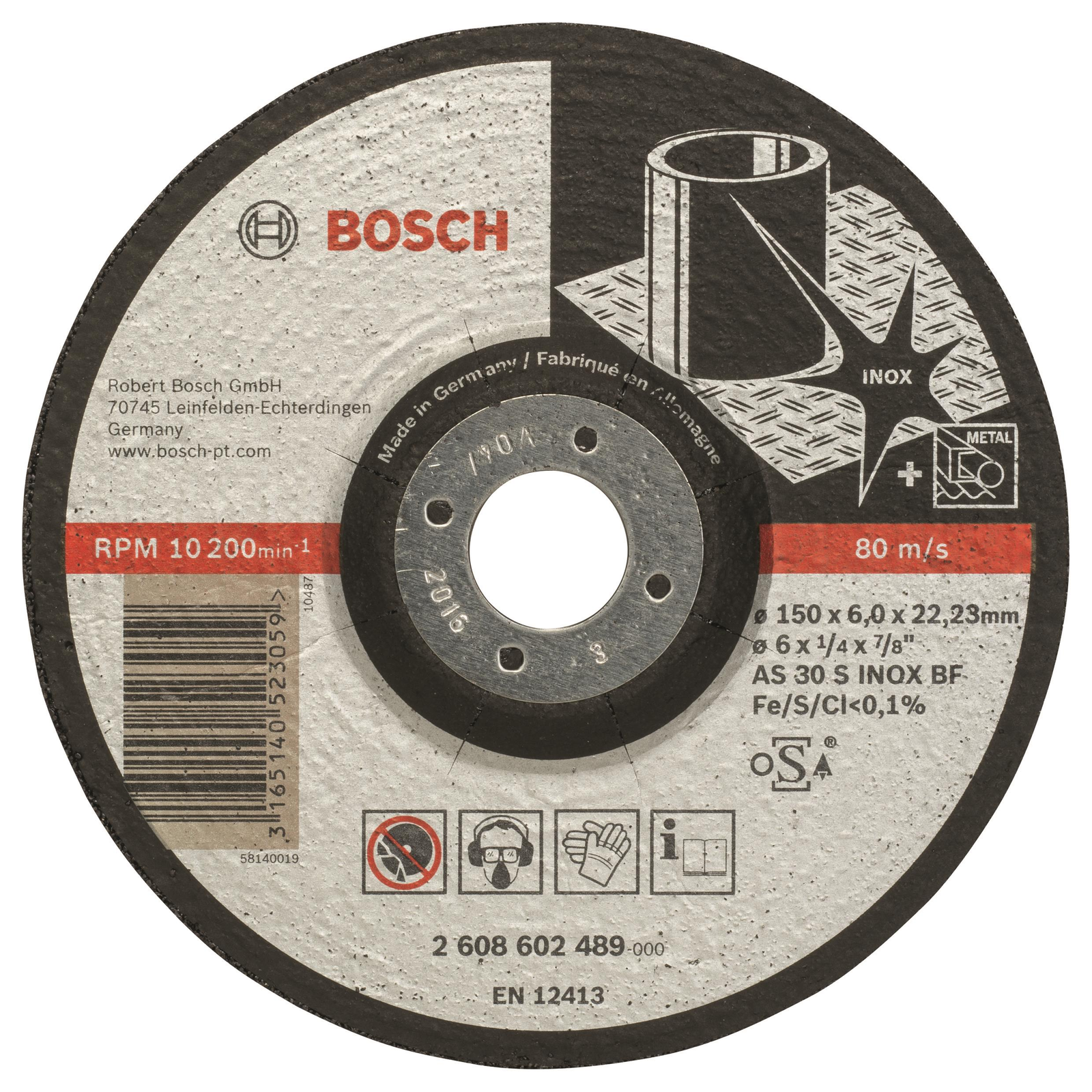 BOSCH 2608602489 Expert for Inox AS 30 S INOX BF profilozott nagyolótárcsa 150 mm, 6,0 mm (2.608.602.489)