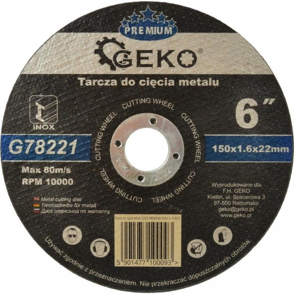 Geko Premium Tarcza do cięcia metalu 150x1.6 Inox (G78221)