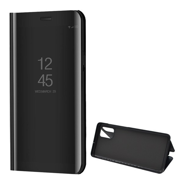 Tok álló (aktív FLIP, oldalra nyíló, asztali tartó funkció, tükrös felület, Mirror View Case) FEKETE [Samsung Galaxy A51 (SM-A515F)] (5996457927357)