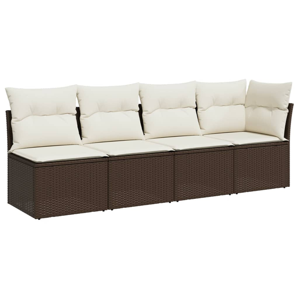  vidaXL Sofa ogrodowa z poduszkami, 4-osobowa, brązowa, polirattan Lumarko!