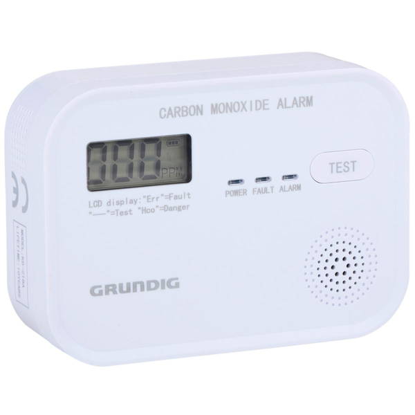 Szénmonoxid érzékelő (CO) 10,7x7,7x3,6cm 116gr  3x AA/LR6 elemmel; Grundig 