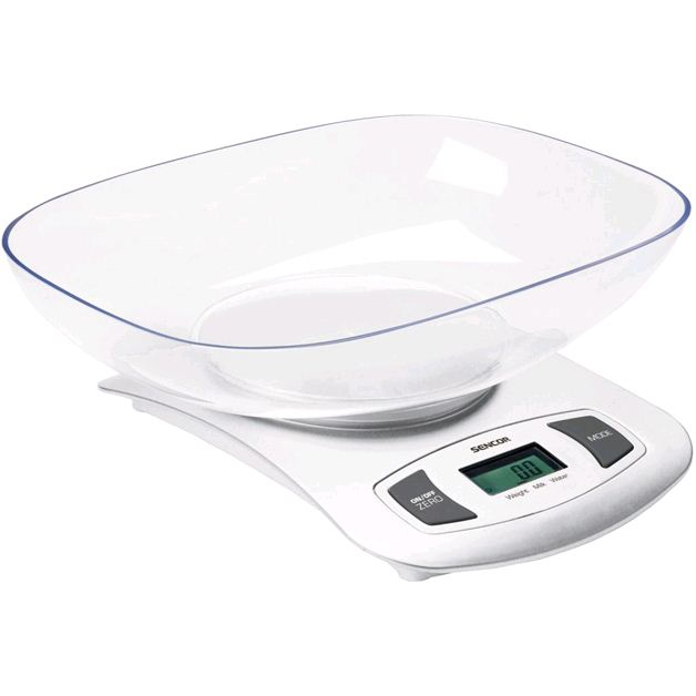 Elektronická kuchynská váha s misou Sencor 5kg (SKS 4001WH)