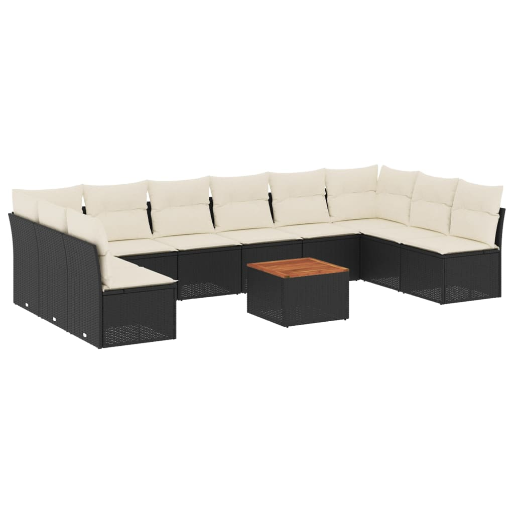 11 részes fekete polyrattan kerti ülőgarnitúra párnákkal (3223795)