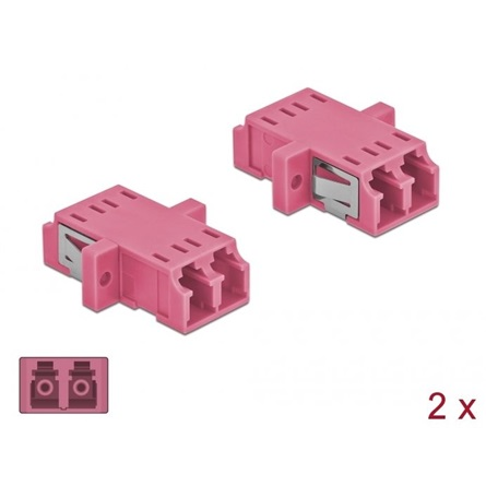 LWL Kupplung LC Duplex Buchse zu LC Duplex Buchse Multimode 2 Stück violett