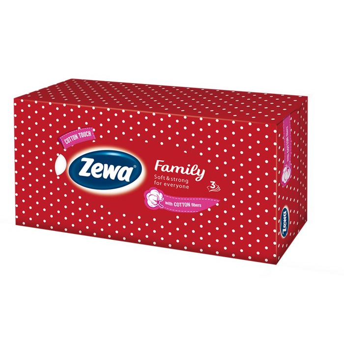 Zewa Family illatmentes Kozmetikai kendő - Fehér (90 db) (28420)