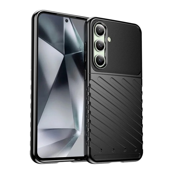 Szilikon telefonvédő (ütésállóság, csíkos, dombor minta) FEKETE Samsung Galaxy S25 (SM-S931) "Gigapack csomagolás" (GP-165134)