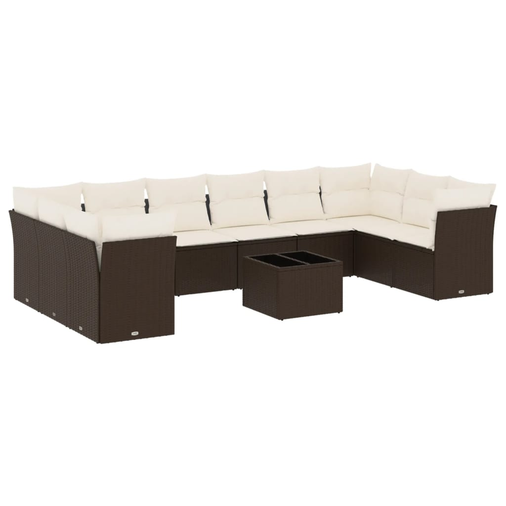 11 részes barna polyrattan kerti ülőgarnitúra párnákkal (3250052)
