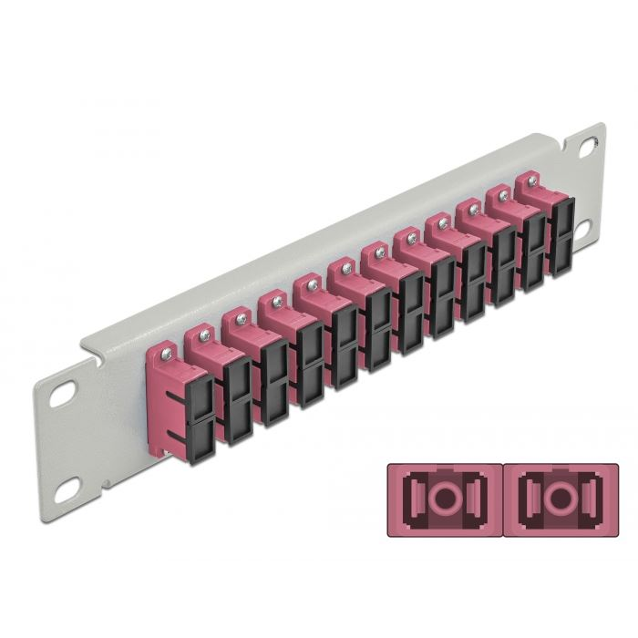 Delock 10 üvegszálas patch panel 12 portos SC Duplex 1U ibolya szürke (66795) (DE66795)