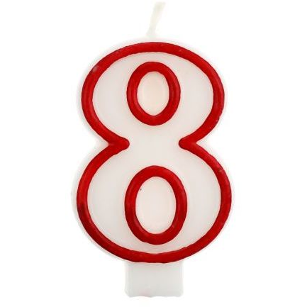 Körvonalas Számgyertya - 8-as, Piros