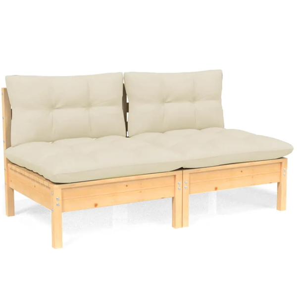 vidaXL vidaXL 2-osobowa sofa ogrodowa z kremowymi poduszkami, drewno sosnowe