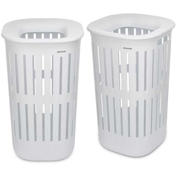 Brabantia Collect-It Laundry Basket Set of 2, magasított szennyestartó kosár szett levehető Quick-Drop fedővel, 2db-os, 55L, szellőző test, újrahasznosított műanyag, fehér - 247880
