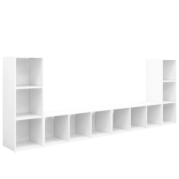 Dulapuri TV, 4 buc., alb, 107x35x37 cm, lemn prelucrat