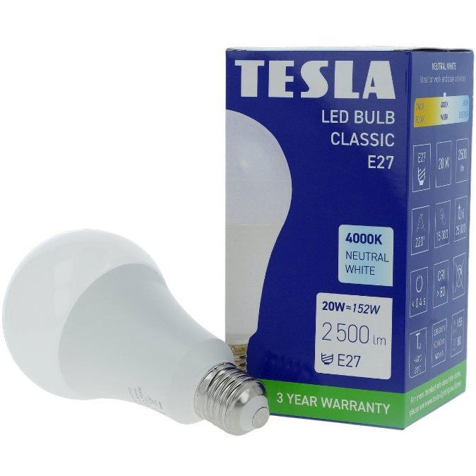 Tesla BULB, E27, 20W, 230V, 2500lm, 25000h, 4000K nappali fehér, 220° (8596238004993)