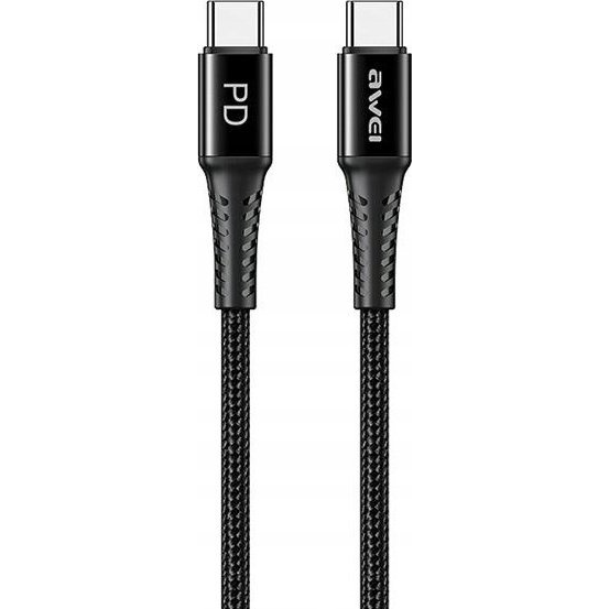 AWEI CL-111T KABEL USB-C NA USB-C 60W ČRN/ČRN ZA TELEFONE IN TABLICE