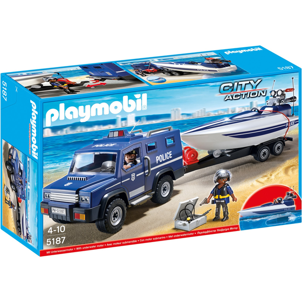 Playmobil Rendőrkocsi motorcsónakkal