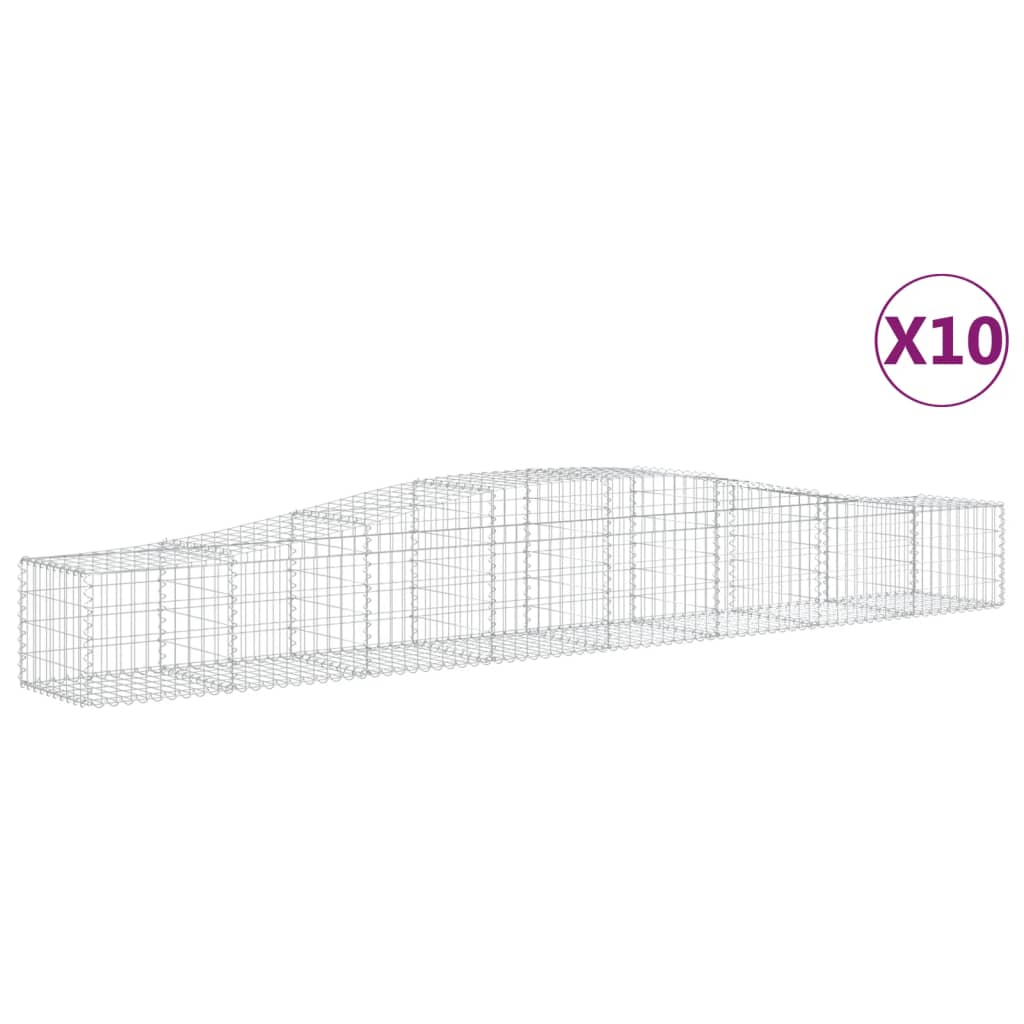 10 db íves horganyzott vas gabion kosár 400x50x40/60 cm (3145925)